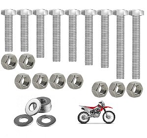 Kit parafusos inox suporte motor CRF230 CRF230F 2007 a 2020 Honda Fixação motor Chassi