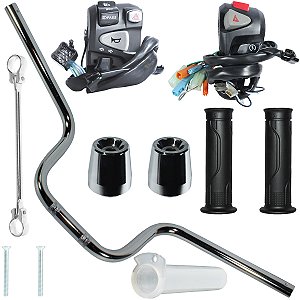 Guidão guidom CG150 CG160 Fan Titan Cargo Start 14/ com kit pisca alerta lampejador e peso guidão manopla barrinha