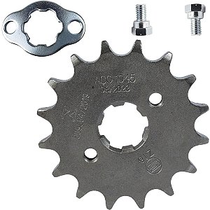 Pinhão de transmissão relação 16 dentes CG125 CG150 CG160 Fan Titan Start Sport NXR125 NXR150 NXR160 Bros XRE190 trava