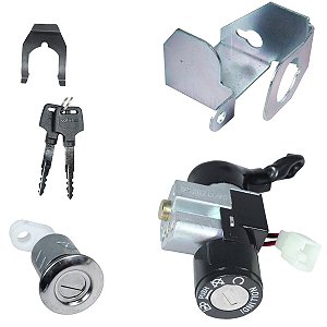 Kit conjunto travas chave ignição Biz125 2006 a 2008 trava banco 2 peças