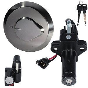 Kit conjunto travas chave ignição NXR150 Bros 2006 a 2008 contato tampa do tanque trava do capacete 3 peças