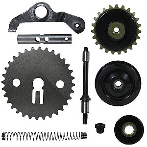 Kit tensor roldana coroa engrenagem corrrente de comando Biz110 Pop110 9 peças