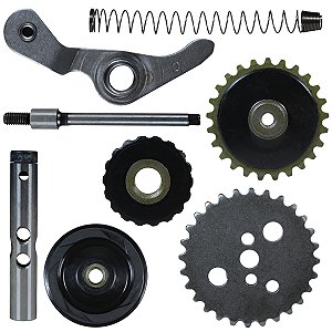 Kit tensor roldana coroa engrenagem corrrente de comando C100 Biz Dream Web100 Star Moby Sky Phoenix XY50 Pop100 9 peças