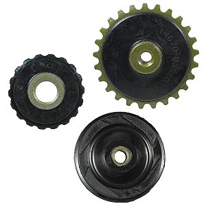 Kit tensor roldana coroa engrenagem corrrente de comando C100 Biz Dream Web100 Star Moby Sky Phoenix XY50 Pop100 3 peças