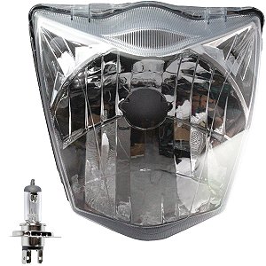 Bloco globo optico farol CG125 CG150 CG160 Fan Titan Start 2014 a 2024 com lâmpada