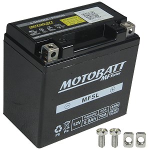 Bateria moto Motobatt AGM MF5L CCA70 5AH CG125 CG150 CG160 Fan Titan Start NXR150 NXR160 Bros Biz125 XRE300 CRF230