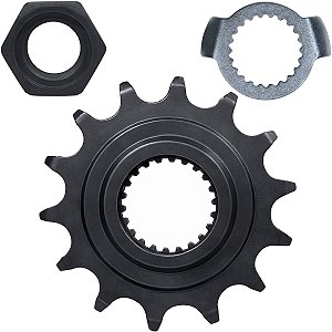 Pinhão de transmissão relação 14 dentes 428 YS250 FZ250 Fazer 2006 em diante XTZ250 Lander 2007 a 2008 com porca e trava