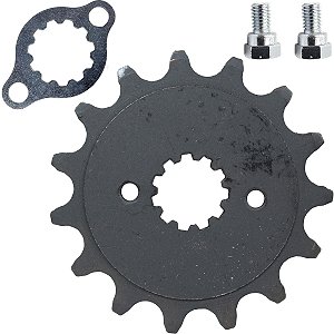 Pinhão de transmissão relação 15 520 CRF250F CB250F CBX250 XR250 Tornado CB300F Twister XRE300 Sahara trava parafuso