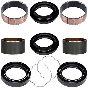 Kit bucha externa atrito deslizante guia do garfo bengala YS250 Fazer 2012 a 2017 bronzina com retentor trava