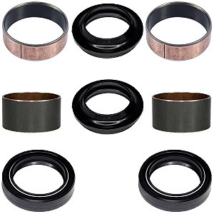 Kit bucha externa atrito deslizante guia do garfo bengala YS250 Fazer 2012 a 2017 bronzina com retentor