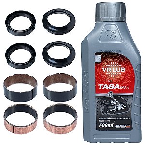 Kit bucha interna externa atrito deslizante do garfo bengala XTZ125 NX150 NX200 bronzina com retentor e guarda pó