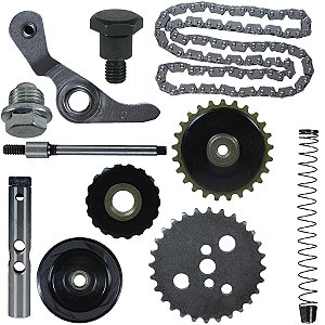 Kit tensor roldana coroa engrenagem corrrente de comando C100 Biz Dream Web100 Star Moby Sky Phoenix XY50 Pop100 12 peça