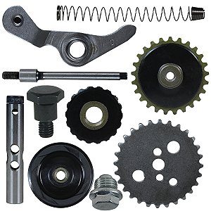Kit tensor roldana coroa engrenagem corrrente de comando C100 Biz Dream Web100 Star Moby Sky Phoenix XY50 Pop100 11 peça