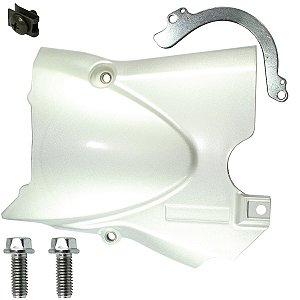 Tampa do pinhão da transmissão Biz125 2011 em diante com parafusos guia presilha