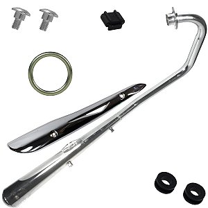 Escape escapamento descarga cromado esportivo estralador CG150 Titan ESD 2004 a 2008 com bacalhau modelo turuna proteção