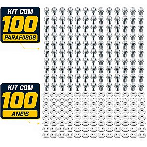 Kit 100 bujão cárter óleo CG125 CG150 CG160 YBR125 CRF250F Bros ML125 RD135 todos os modelos com arruela de alumínio