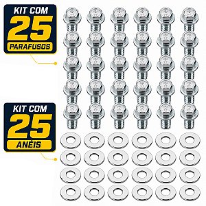 Kit 25 bujão cárter óleo CG125 CG150 CG160 YBR125 CRF250F Bros ML125 RD135 todos os modelos com arruela de alumínio