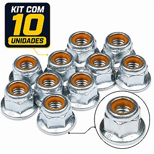 Kit 10 porca M8 sextavada travante flange chave 13 do prisioneiro coroa CRF230F 07/20 NXR150 NXR160 XRE190 XR250 Tornado