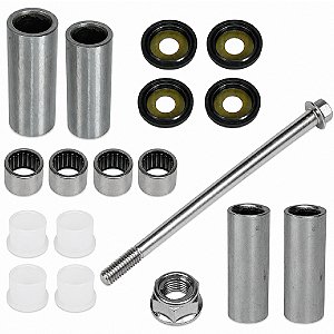Eixo kit quadro elástico balança completo CG125 Fan Titan Today 1989 a 2013 com porca e buchas rolamentadas