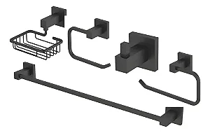 Kit De Acessórios 5 Peças - Quadrado - Black - Wj-1500-Qd-Bl - Jiwi