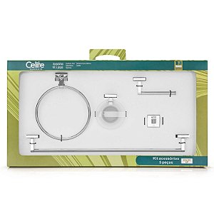 Kit Acessórios 5 Peças Up | Papeleira, Saboneteira, Toalheiro Anel, Cabide E Toalheiro Barra 600Mm. - B5022Clcr0 - Celite