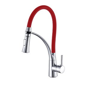 Misturador Monocomando Para Cozinha De Mesa Bica Flexível - Suporte Arco - Red - Wj-2252-At-Rd - Jiwi