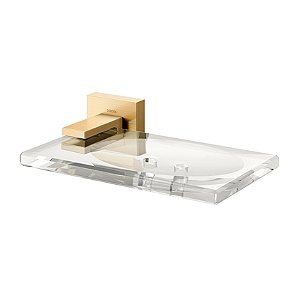 Saboneteira Acrílica De Parede Square Ouro Escovado - 00387972 - Docol