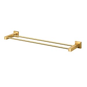 Porta-Toalhas Bastão Duplo Square Ouro Escovado - 00641872 - Docol