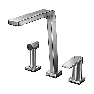 Monocomando Para Cozinha Com Ducha Manual Bistrô Tech Grafite Escovado - 00699470 - Docol