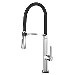 Monocomando Doc Tech Cromado Com Mangueira Na Cor Preta - 00907357 - Docol