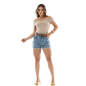 SHORT SLIM ABANHADO C/CINTO CARAMELO REF-9908 TAM-36 AO 44