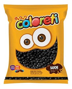 Confete de Chocolate Coloreti Preto - Embalagem com 500G