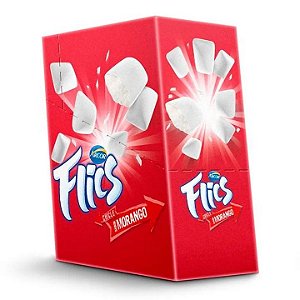 Chiclete Flics Sabor Morango - Display com 12UN