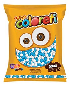 Confete Sabor Chocolate Coloreti Cor Azul e Branco - Embalagem com 500G
