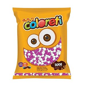 Confete de Chocolate Coloreti Rosa e Branco - Embalagem com 500G