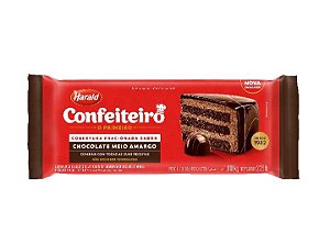 Cobertura Barra Confeiteiro Harald Sabor Chocolate Meio Amargo - Embalagem com 1,01KG