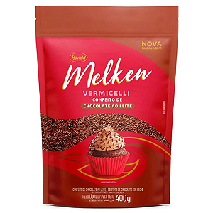 Confeito Granulado Melken Vermicelli Sabor Chocolate Ao Leite - Embalagem com 400G