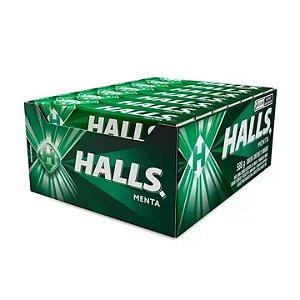 Bala Halls sabor Menta - Display com 21 unidades de 28G