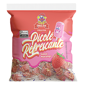 Pirulito Picolé Refrescante Sabor Morango - Embalagem com 500G
