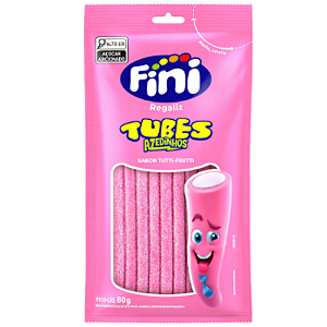 Gelatina Fini Tubes Tutti-Frutti Azedinho - Embalagem com 80G