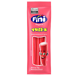 Gelatina Fini  Tubes Morango - Pacote 15G