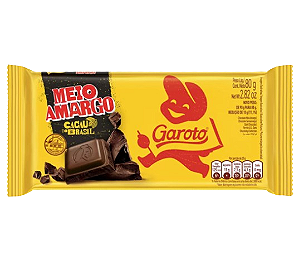 Chocolate Garoto Meio Amargo - Embalagem com 80G