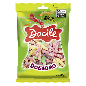 Bala de Goma Docile Minhocas Azedinhas - Embalagem com 600G