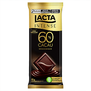 Chocolate Lacta Intense 60% Cacau - Embalagem com 85G