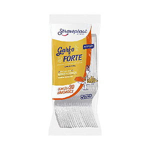 Garfo Forte Strawplast Cor Cristal - Embalagem com 20 UN