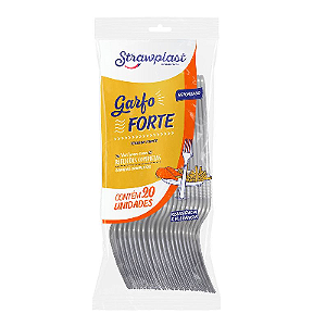 Garfo Forte Strawplast Cor Prata - Embalagem com 20 UN