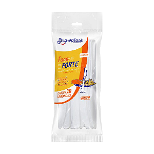Faca Forte Strawplast Cor Branco - Embalagem com 20 UN