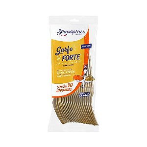 Garfo Forte Strawplast Cor Dourado - Pacote com 20 UN