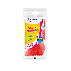 Colher Sobremesa Strawplast Cor Vermelho - Embalagem com 50 UN