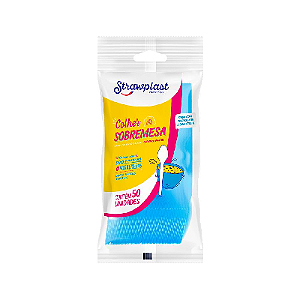 Colher Sobremesa Strawplast Cor Azul - Embalagem com 50 UN